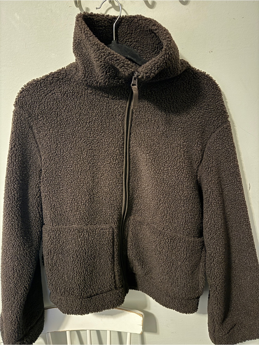 H&M Dark Brown Teddy Sherpa Zip Jacket